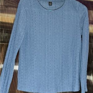 SHEIN Textured Blue Long Sleeve Top